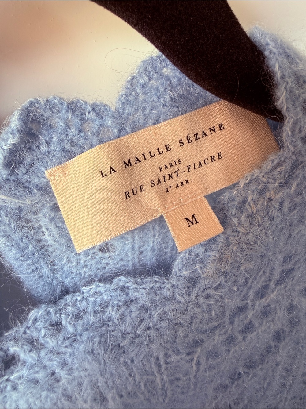 Sézane Louison Jumper in Polar Blue Knit Scalloped Crochet Hem Sweater Medium - Picture 8 of 10